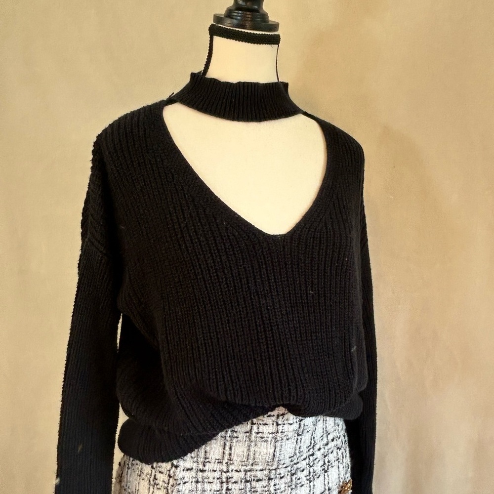 Cut-out Black Sweater